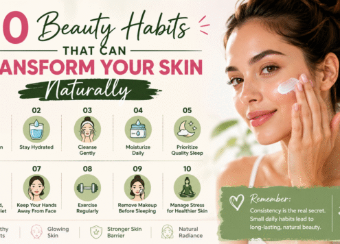 Woman following healthy beauty habits for naturally glowing skin